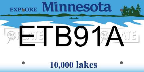 ETB91A Minnesota License Plate