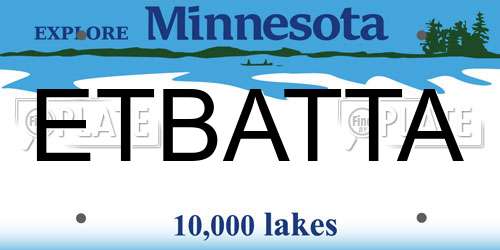ETBATTA Minnesota License Plate