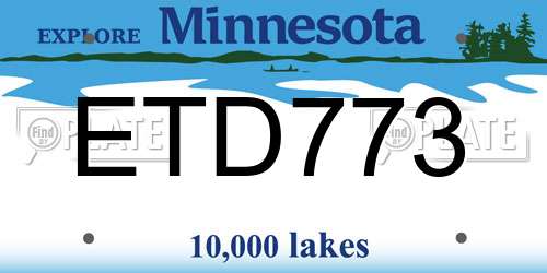 ETD773 Minnesota License Plate