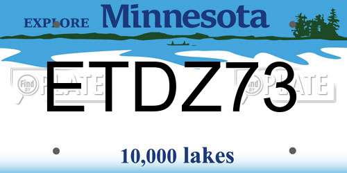 ETDZ73 Minnesota License Plate