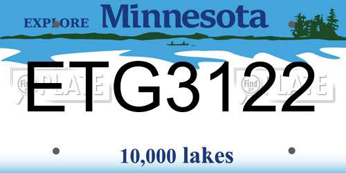 ETG3122 Minnesota License Plate