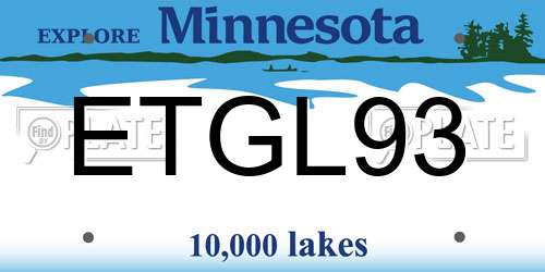 ETGL93 Minnesota License Plate