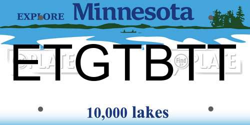 ETGTBTT Minnesota License Plate