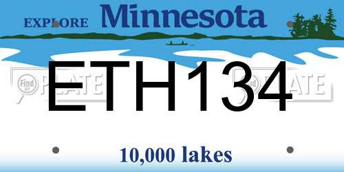 ETH134 Minnesota License Plate