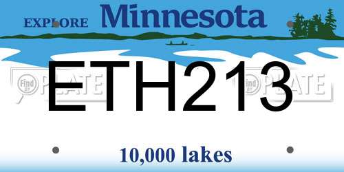 ETH213 Minnesota License Plate
