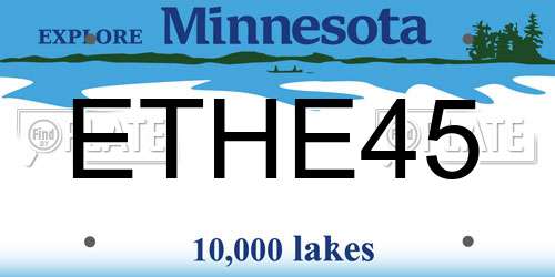 ETHE45 Minnesota License Plate