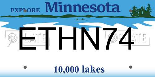 ETHN74 Minnesota License Plate