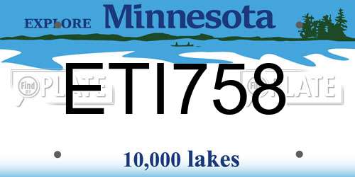 ETI758 Minnesota License Plate