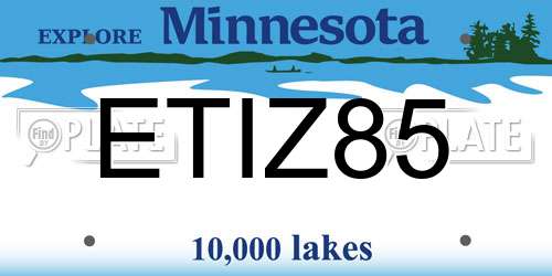 ETIZ85 Minnesota License Plate