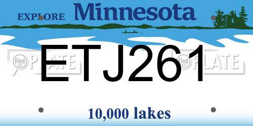 ETJ261 Minnesota License Plate