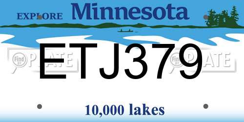 ETJ379 Minnesota License Plate
