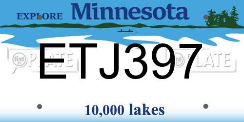 ETJ397 Minnesota License Plate