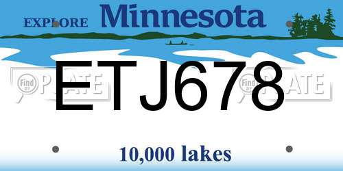 ETJ678 Minnesota License Plate
