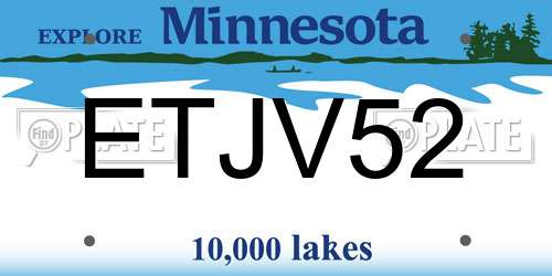 ETJV52 Minnesota License Plate