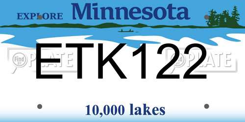 ETK122 Minnesota License Plate