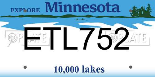ETL752 Minnesota License Plate