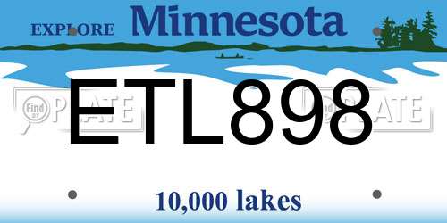 ETL898 Minnesota License Plate