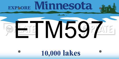ETM597 Minnesota License Plate