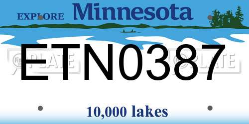 ETN0387 Minnesota License Plate