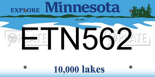 ETN562 Minnesota License Plate