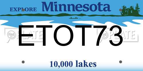 ETOT73 Minnesota License Plate