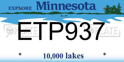ETP937 Minnesota License Plate