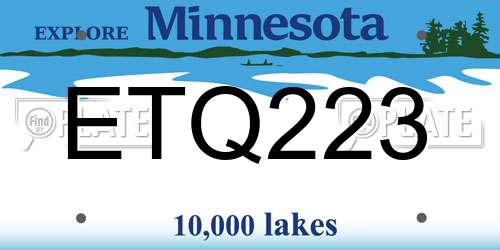 ETQ223 Minnesota License Plate