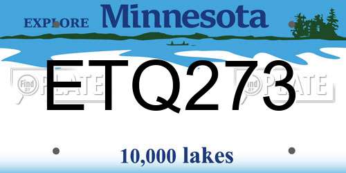 ETQ273 Minnesota License Plate