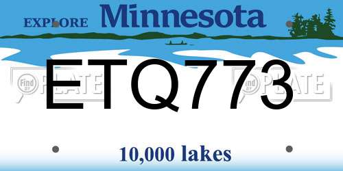 ETQ773 Minnesota License Plate