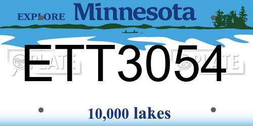 ETT3054 Minnesota License Plate