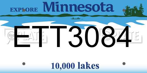 ETT3084 Minnesota License Plate