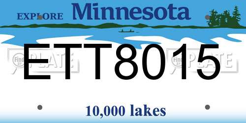 ETT8015 Minnesota License Plate