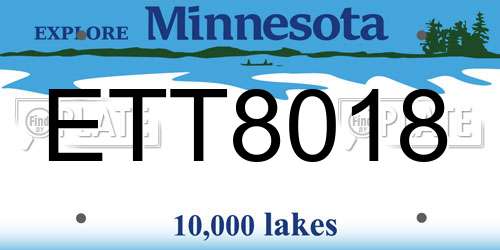 ETT8018 Minnesota License Plate