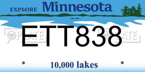 ETT838 Minnesota License Plate