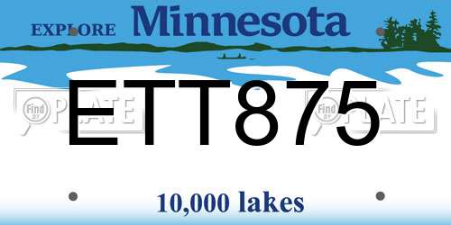 ETT875 Minnesota License Plate
