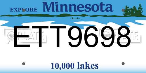 ETT9698 Minnesota License Plate