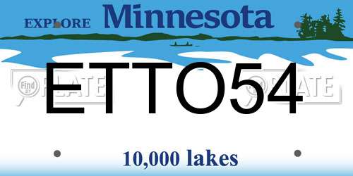ETTO54 Minnesota License Plate