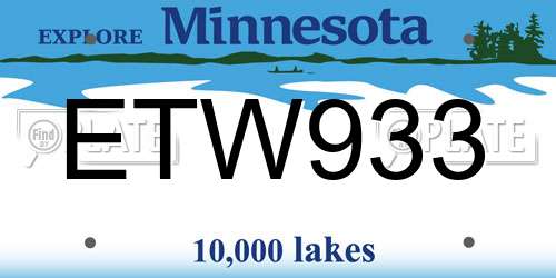 ETW933 Minnesota License Plate