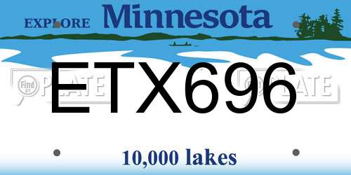 ETX696 Minnesota License Plate