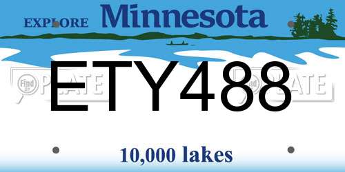 ETY488 Minnesota License Plate