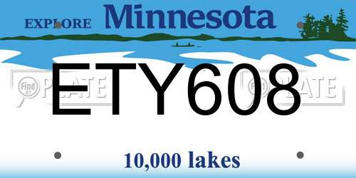 ETY608 Minnesota License Plate