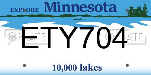 ETY704 Minnesota License Plate
