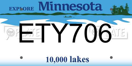 ETY706 Minnesota License Plate