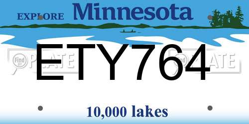ETY764 Minnesota License Plate