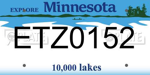 ETZ0152 Minnesota License Plate