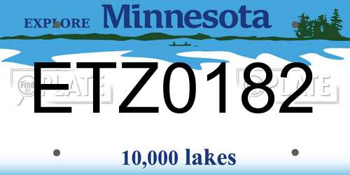 ETZ0182 Minnesota License Plate