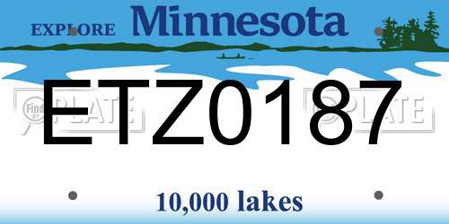 ETZ0187 Minnesota License Plate