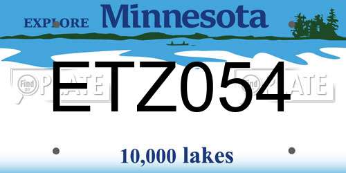 ETZ054 Minnesota License Plate