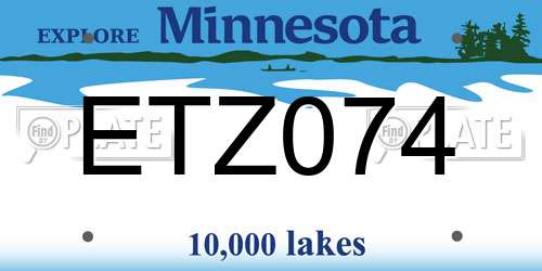 ETZ074 Minnesota License Plate