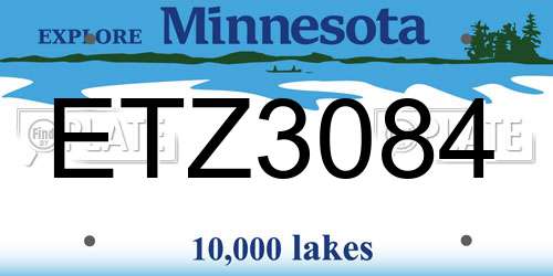 ETZ3084 Minnesota License Plate